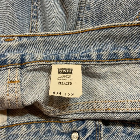 Vinatge LEVIS Mens Jeans Sz 34x29 Relaxed 540 Straight Brown Tab Light Wash Blue - Picture 4 of 12